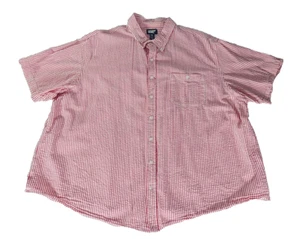 LANDS END Shirt Mens 3XL SEERSUCKER Preppy Pink White Stripes Traditional Fit - Picture 1 of 9