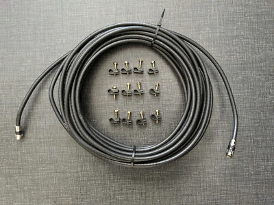 30ft Coaxial Cable TV VCR DVR Internet F Connector Indoor/Outdoor 12 Cable Clips - Image 1 of 4