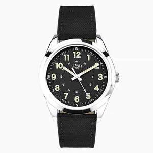 HERREN LIMIT MILITÄRUHR SCHWARZES LEICHT ABLESBARES ZIFFERBLATT, SCHWARZES NATO-STIL NYLONARMBAND - Bild 1 von 3