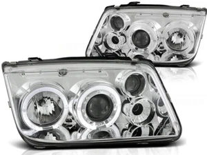 LED Angel Eyes Scheinwerfer für VW Bora 98-05 chrom - Afbeelding 1 van 2