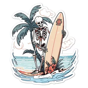 Surf Beach Skeleton Palm, Vinyl Decal Sticker, Indoor Outdoor, 3 Sizes, #9114 - Picture 1 of 1