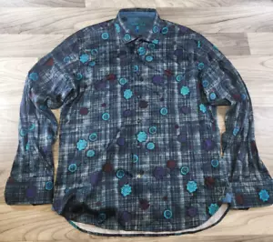 Camisa Visconti Negra Para Hombre Manga Larga L Azul Negro Púrpura Máscara Elástica - Imagen 1 de 10