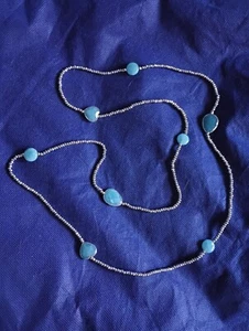 Halskette Damen blau Chalcedon und Hämatit - Bild 1 von 4