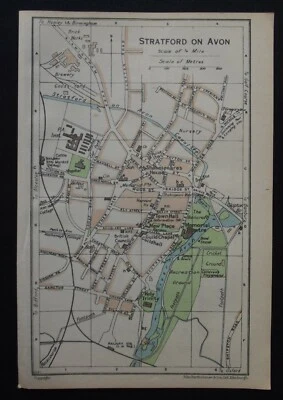 Vintage Map: Stratford on Avon & Lichfield Cathedral, by John Bartholomew, 1957 - Image 1 of 4
