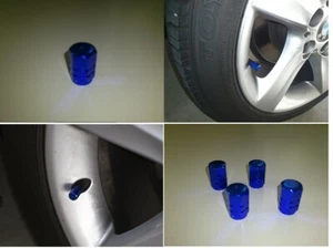 Blue Valve Stem Caps Cover Aluminum Tire Wheel Auto Car 4 Pieces Set - Picture 1 of 6