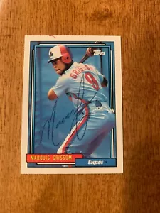 1992 TOPPS MARQUIS GRISSOM MONTREAL EXPOS SIGNED AUTOGRAPHED BASEBALL CARD - Picture 1 of 2