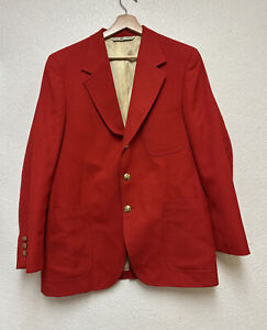 Vtg Izod Lacoste Red Hopsack Logo Button Blazer Coat Suit Jacket see measurement