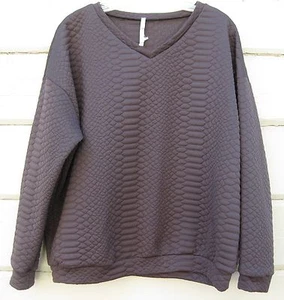 Mono B Urban Euro Mocha Crocodile Quilted LS Sweatshirt Wms S USA!! - Bild 1 von 6