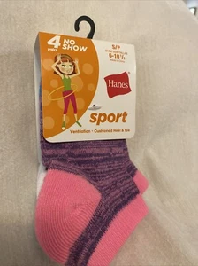 New Hanes Girls Socks 4 pairs Soft & Lightweight No Show Size Small 6-10 1/2 - Picture 1 of 16