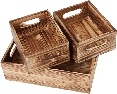 Wood Crates Box For Display, Rustic Crate Storage Decorative Boxes - Image 1 of 4
