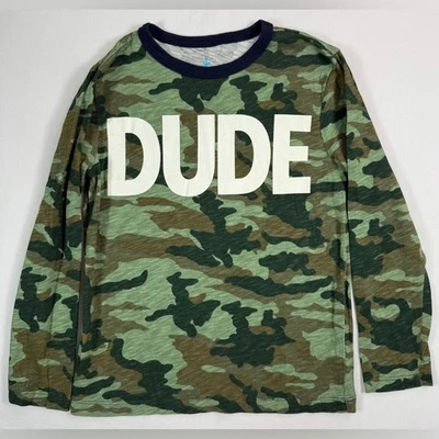 CREWCUTS J. Crew Boys’ Camo “Dude” Glow in the Dark Graphic Long Sleeve Tee 6-7 - Image 1 of 4