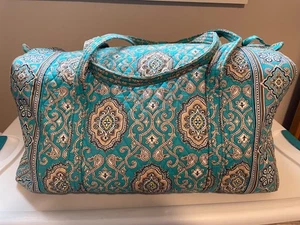 Vera Bradley Totally Turquoise Carry All Duffel Tote Bag Quilted Cotton - Bild 1 von 6