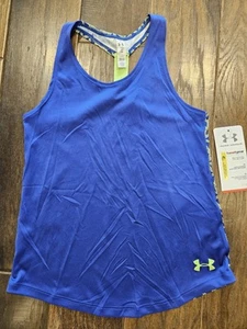 Girls Royal Blue And Yellow Under Armour UA Tank Top Shirt Youth Small New - Picture 1 of 5