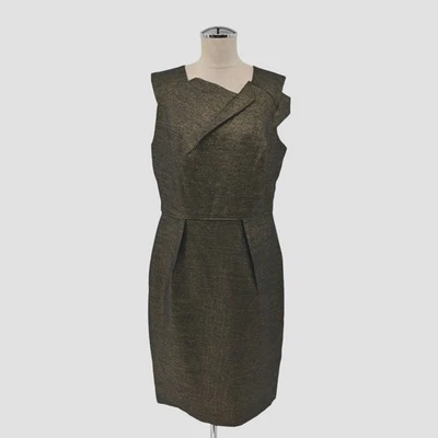 Vestido Vaina WALTER BAKER Lucy Talla L Negro Dorado Metálico Sin Mangas Retro Glamour Foto 1 de 4