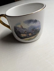 Thomas Kinkade Moonlight Cottage Goldrand Henkel Kaffeetasse Becher - Bild 1 von 4