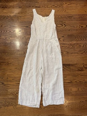 RACHEL ZOE Ivory Striped Linen Cotton Jumpsuit WOMENS SIZE 6 - Image 1 of 3