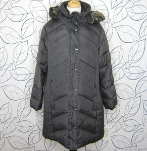 Abrigo acolchado London gris niebla acolchado acolchado extraíble piel sintética forrado capucha talla 1X - Imagen 1 de 12