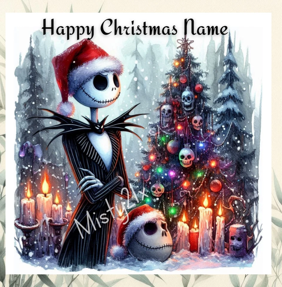 MISTY21X Personalised JACK SKELLINGTON Greeting Card XMAS Nightmare Before CHRISTMAS Tree