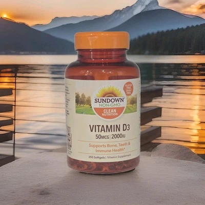 SUNDOWN Vitamin D3 2000iu 50mcg 350 Softgels *Bone Teeth Immune Heath* EXP-10/26 - Image 1 of 4