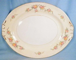 Homer Laughlin Countess Platter Georgian 13.5 in Pink Yellow Roses A51N6 Vintage - Picture 1 of 5