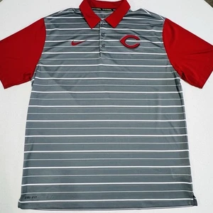 Camisa Polo Cincinnati Reds MLB Nike BSBL Béisbol Dri-Fit Gris Rayas Grande Usada en Excelente Condición - Imagen 1 de 5