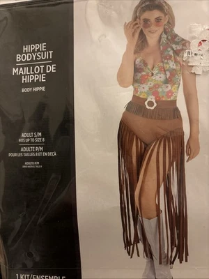 HIPPIE BODYSUIT Festival Wear Halloween Costume Size Adult Small Up To Size 8 - Image 1 of 3