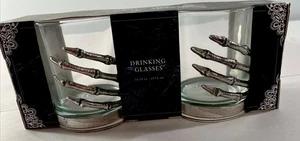 2 “Day Of The Dead” Dia De Los Muertos Metal Skeleton Hands 15 oz Wine Glasses - Picture 1 of 5
