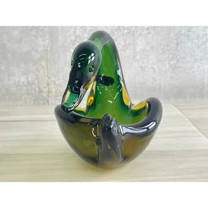 Murano Archimede Seguso Green Glass Bird Figurine Italy Vintage - Picture 1 of 10