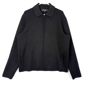 Rag & Bone Wool Blend Full Zip Collared Ribbed Knit Sweater Jacket Mens L Black - Picture 1 of 9