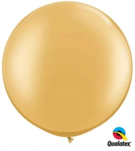 Paquete de 2 globos gigantes grandes de látex Qualatex metálicos dorados de 30" - Imagen 1 de 1