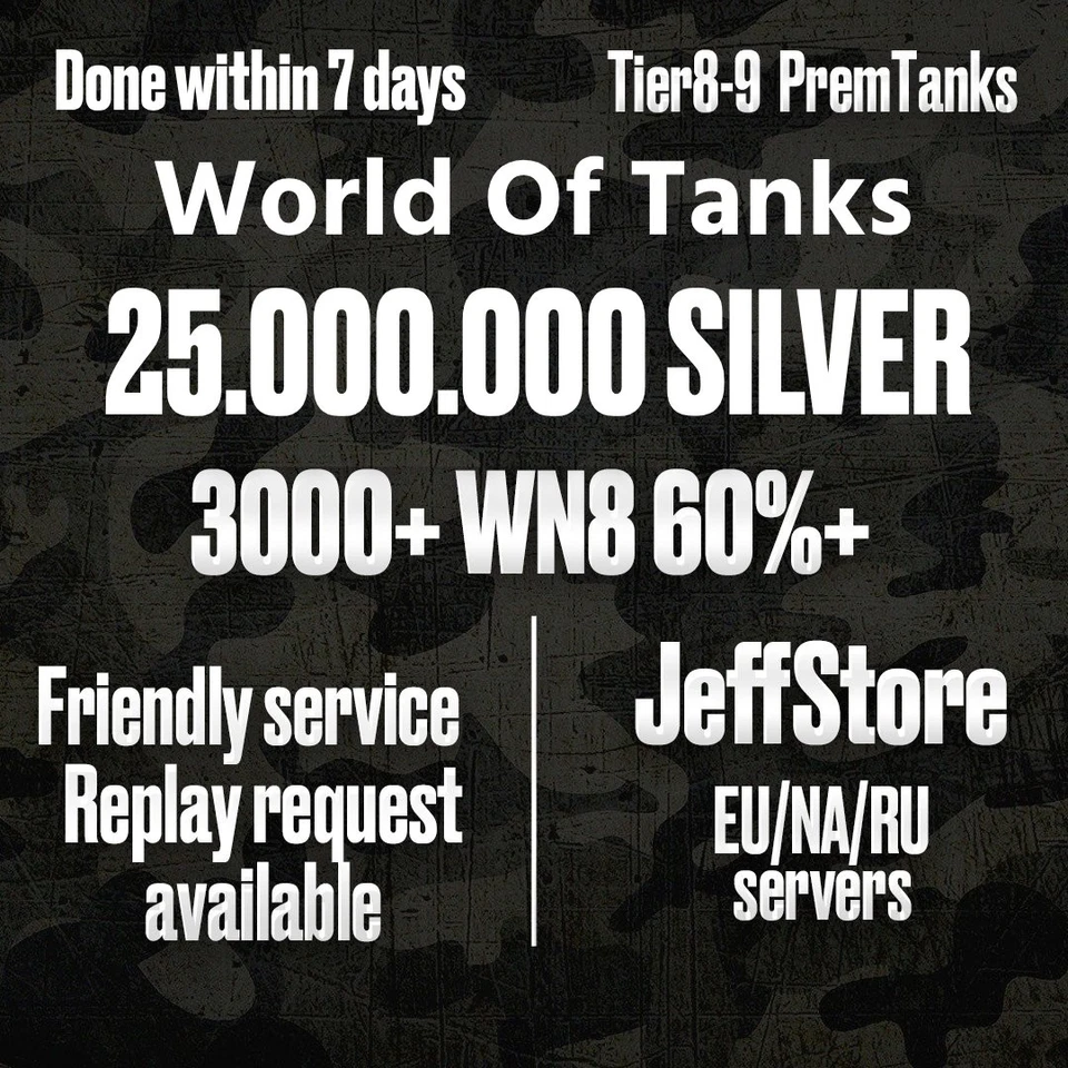World Of Tanks l 25.000.000 Silver l 3000+ WN8 60%+ l UNICUM stats l EU/NA l WOT - Image 1 of 1
