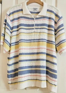 Suéter Polo Alfred Dunner De Colección Tejido a Rayas Pasteles Multi Patrón Talla 3X - Imagen 1 de 7
