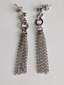 PENDIENTES Cadenas Desplegables Borla Modernista, Plata de Ley 925 Estampados/Probados - Imagen 1 de 3