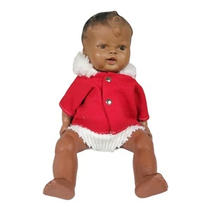 Vintage Vinyl BABY PUPPE 9,5" geformtes Haar Afroamerikaner - Bild 1 von 8