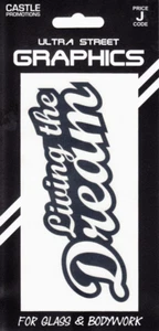 LIVING THE DREAM Self Adhesive Sticker Car Van Camper Caravan - Picture 1 of 1