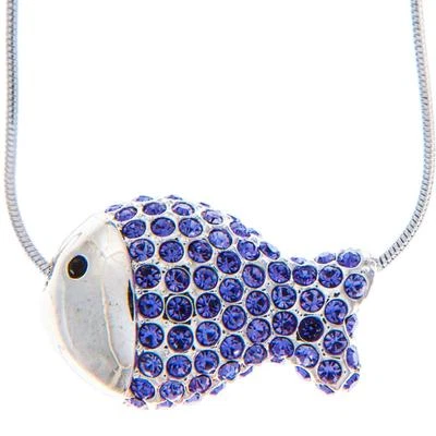 Collar de peces enchapados en rodio Matashi 16" con cristales morados, el mejor regalo para ella Foto 1 de 4