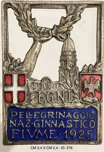 FGNI PELLEGRINAGGIO NAZIONALE GINNASTICO FIUME 1925 DISTINTIVO SPORTIVO LIBERTY - Picture 1 of 6
