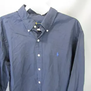 Camisa Ralph Lauren 100 % algodón para hombre talla XL azul marino con cuello de botón de pony azul - Imagen 1 de 10