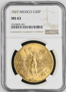 1927 Mexico Gold 50 Pesos MS-63 NGC - Picture 1 of 2