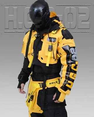Men's Techwear Yellow Jacket Hoodie Full Zip Buckle Holygrail  H.G.C-02/B.YLW - Image 1 of 4