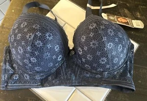 New! Daisy Fuentes Intimates Full Figure Long line bra Blue Lace Size 42D - Picture 1 of 4
