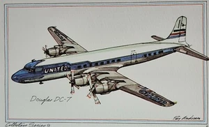 Johns-byrne Co United Airline Postkarte 1973 Douglas DC-7 - Bild 1 von 2