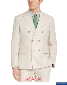 BAR III MENS SPORT COAT DOUBLE-BREASTED LINEN SLIM FIT JACKET BLAZER Multiple Sz - Picture 1 of 6