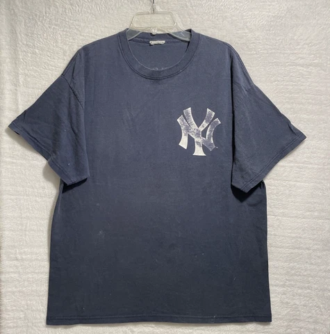 2008 New York Yankees Shirt Mickey Mantle #7 Mens XL Blue Crew Neck Short Sleeve Cover