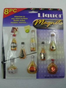 8 Piece Refrigerator Magnets Cognac Liquor Bottles Style NOS Vintage - Picture 1 of 16