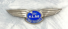 KLM Royal Dutch Airlines Junior Stewardess Blue Purser Wings Silver Tone Pin
