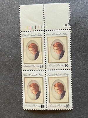 US Stamp 18 Cent 1981 Edna St. Vincent Millay Scott #1926 Block of 4 M/NH  - Image 1 of 4
