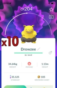 Pokemon TRADE - 10x Drowzee Trades !! Good Chance of Lucky and Good IVs !! - Picture 1 of 1