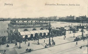 HAMBURG - Alsterpavillon, Alsterdamm m. Amerika Linie - Germany - Bild 1 von 2