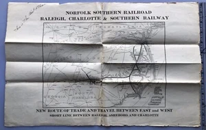 1913 NORFOLK & SOUTHERN RAILROAD MAP NORTH CAROLINA Schedule Opening New Route - Picture 1 of 11